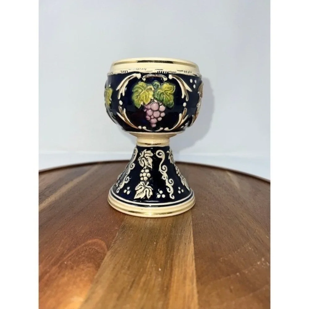 Vintage Innsbruck Ceramic Goblet Souvenir Wine‎ Cup with Grape Vine Motif